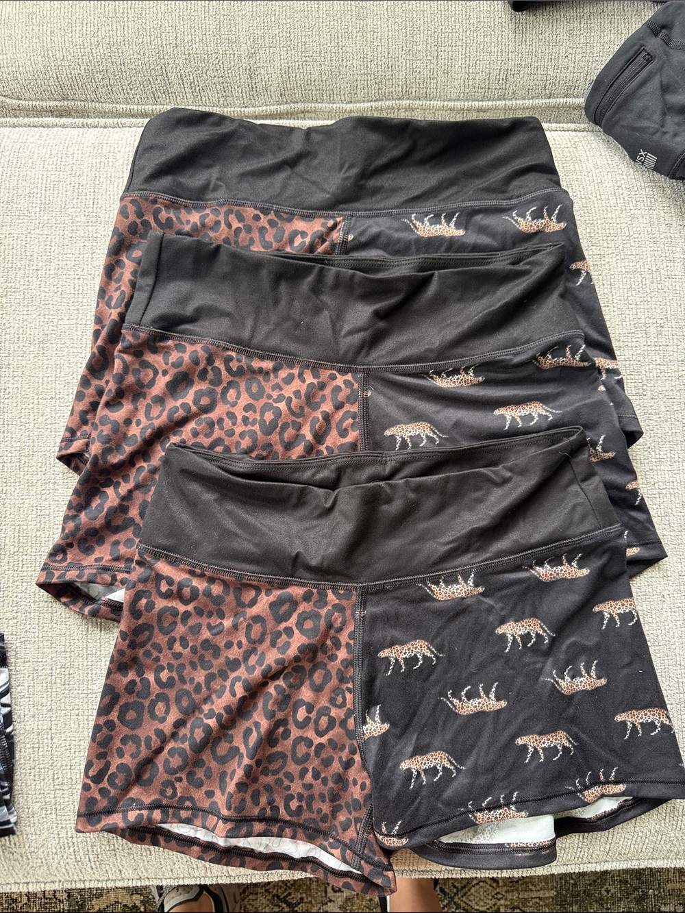 Victoria's Secret Leopard & Black Athletic Shorts - Brown and Black set of 3